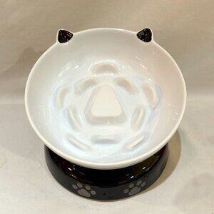YHY Fine Porcelain Slow Feeder Elevated Tilting Cat Bowl Non-Slip Base